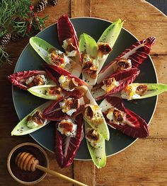 a plate filled with food on top of a wooden table