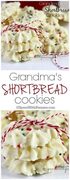 grandma's shortbread cookies with white frosting and sprinkles on top