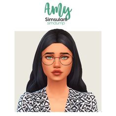 an animated woman with glasses and black hair