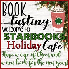 Please Follow so you know when new products come out!Have a Cup of Cheer and New book for the New Year! Is the theme for this awesome book tasting. Help your students find their next chapter book with this Book Tasting Set!This product is also in my Starbooks Cafe Tasting Bundle which is growing!!!! Starbucks Book Tasting, Books And Booze Christmas Party, Book Tasting Middle School, Christmas Elementary School, Have A Cup Of Cheer, Book Tasting, School Library Design, Cup Of Cheer, Library Book Displays