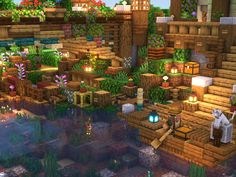 Minecraft Boardwalk Ideas, Birdcage Minecraft, Farmers Delight Minecraft, Minecraft River Ideas, Minecraft Lake, Capas Minecraft, Mc Builds