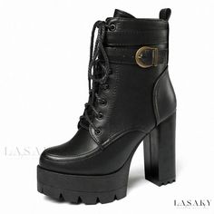 Lasaky - Protective Waterproof Boots with Taller Than Average Heels and Thick Soles Water Resistant Shoes, Victorian Gothic Style, Soft Sandals, Rough Heels, Cute Nike Shoes, Super High Heels, Cute Nikes, High Heel Boots Ankle, Thick Heels