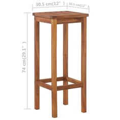 a wooden stool with measurements for it