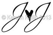 the letter j is for love with a heart in it's center and an arrow on