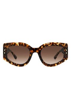 A sleek cat-eye silhouette adds a glamorous vibe to these sunglasses framed in lightweight acetate with smoky lenses. 54mm lens width; 23mm bridge width; 145mm temple length 100% UV protection Acetate Imported Eye Silhouette, Havana Brown, Brown Gradient, Eyewear Womens, Eyewear Sunglasses, Isabel Marant, Cat Eye Sunglasses, Havana, Cat Eye