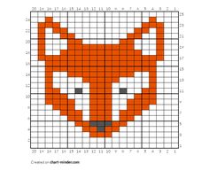 a cross stitch pattern with an orange fox's head