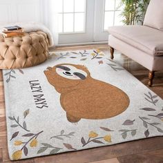 a rug that has a slotty on it