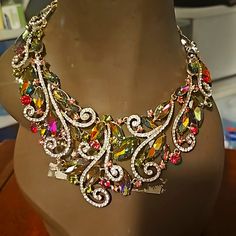 This Is A Fabulous Handcrafted Set And Will Compliment Any Wardrobe By Jadau. The Rhinestone Choker Necklace Set Is Full Of Vibrant Colors (Red/Green/Purple/Fushia - On Gold Plated), W/Matching Stretch Bracelet & Earrings (Pierce). Great For Pageant Or Prom Jewelry, Bridal Or Weddings. New (W/O Tags). Gala Jewelry, Gold Bib Necklace, Pastel Necklace, Clear Crystal Earrings, Set Bracelet, Rhinestone Choker Necklace, Sterling Silver Cross Pendant, Statement Choker Necklace, Prom Jewelry