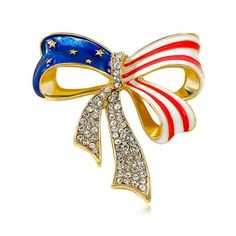 Material: Alloy Size: 6*5.6cm / 2.34"*2.18" Color: As shown in the picture 1. Creative American flag bow design, unique and stylish, highlighting fashion taste. 2. Made with high-quality rhinestones and drip oil technology, with high luster and excellent texture. 3. Can be used as a brooch or other accessories, versatile and suitable for various occasions. 4. Show your patriotism, especially suitable for wearing on important holidays or commemorative days. Package includes: 1pc brooch American Flag Pin, Patriotic Accessories, Blue Brooch, Patriotic Bows, Brooch Dress, I Love America, Flag Pins, Dress Clip, Crystal Stars