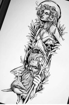 Greek God Tattoo, Poseidon Tattoo, Viking Tattoo Sleeve, Zeus Tattoo, Greek Mythology Tattoos, God Tattoos, Men Tattoos Arm Sleeve, Egyptian Tattoo, Mythology Tattoos