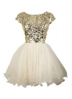 Gold sequin short sleeve Tulle homecoming prom dresses, cocktail dress The Gold sequin short sleeve homecoming dresses are fully lined, 8 bones in the bodice, chest pad in the bust, lace up back or zipper back are all available, total 126 colors are available. This dress could be custom made, there are no extra cost to do custom size and color. Description 1, Material: sequin tulle, elastic satin, pongee. 2, Color: picture color or other colors, there are 126 colors are available, please contact Sukienki Maksi, Gold Sequin Shorts, Junior Dress, Sequin Homecoming Dress, Gala Dress, Junior Prom, Looks Party, Dress Chiffon, Short Prom Dress