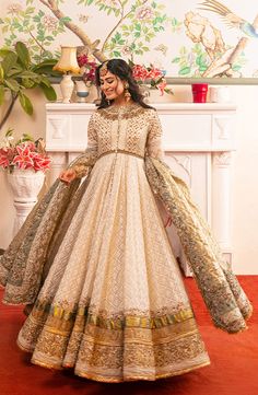 Designer Naqshi Saree Gown, Traditional Embroidered Wedding Dress, Designer Gown With Naqshi In Traditional Drape, Designer Wear Gown With Naqshi In Traditional Drape, Semi-stitched Anarkali Dress For Reception, Raw Silk Dabka Work Wedding Dress, Anarkali Dress With Intricate Embroidery For Reception, Wedding Raw Silk Dress With Dabka Work, Floor-length Raw Silk Dupatta With Naqshi Detail