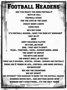 a poster with the words football heads in black and white, which reads are you ready for some football?