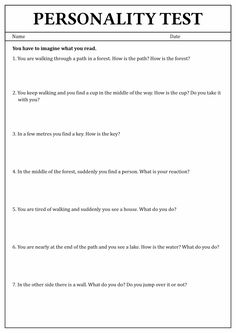 Printable Personality Test Personality Test Questions, Learning Styles Quiz Self Assessment