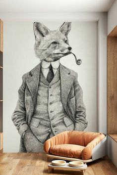 Animal Print Carpet, Wallpaper Decor Ideas, Fox Wallpaper, Mountain House Ideas, Pet Fox, Mr Fox, Carpets And Rugs, Wallpaper Decor, Old Wallpaper