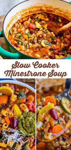 slow cooker minestone soup with broccoli, carrots and zucchini