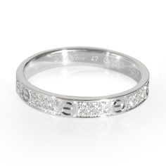 Cartier Love Diamond Wedding Band In 18k White Gold 0.19 Ctw Primary Details Sku: 136473 Listing Title: Cartier Love Diamond Wedding Band In 18k White Gold 0.19 Ctw Condition Description: Cartier's Love Collection Is The Epitome Of Iconic, From The Recognizable Designs To The History Behind The Line-Up. The Collection Started In 1969 With The Bangle Bracelet, Which Is Engraved With A Circular Motif Throughout To Mimic The Look Of The Bracelet's Signature Screw-Lock Mechanism. Retails For 5250 Usd. In Excellent Condition And Recently Polished. Ring Size Is 4. Comes With Box;Certificate Of Authenticity. Brand: Cartier Collection/Series: Love Metal Type: 18 Karat White Gold Metal Purity: 18k Cartier Love Collection, Cartier Love Wedding Band, Diamond Box, White Gold Wedding Bands, Cartier Jewelry, Cartier Love, Diamond Wedding Band, Love Wedding, Anniversary Bands