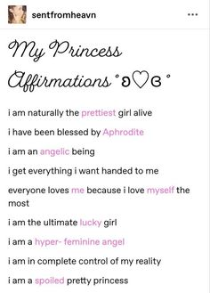 the text on this page says, my princess affirmationss 3