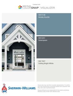 the color scheme for sherwinn's white and blue house is shown in this bro