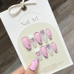 Handmade Nails, Nails Hand Painted, Nagel Tips, Nail Type, Gradient Nails, Nail Length, Trim Nails, Stick On Nails, Heart Nails