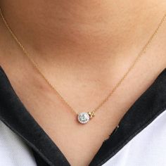 Genuine Moissanite Necklace, Solid 14k/18k Gold, Round Moissanite Solitaire, Gold Necklace for Women Jewelry For Christmas, Gold Necklace For Women, Vintage Pendant Necklace, Anchor Pendant, Halo Necklace, Moissanite Necklace, Star Pendant Necklace, Circle Diamond, Gold Necklace Women