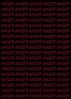 the word anger is written in red and black on a black background with an orange stripe