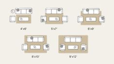 the floor plan for a living room with couches, chairs and coffee table in it