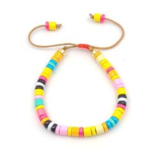 Great fun summer bracelet! Great on its own or layered with other bracelets. Summer Bracelet, Summer Bracelets, String Bracelet, Bead Stringing, Fun Summer, Free Giveaway, Summer Fun, Multi Color, Beaded Necklace