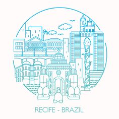 a blue and white circle with the words recie - brazil in front of it