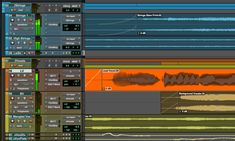 an image of sound mixing software in the process of producing music and recording with audio waves