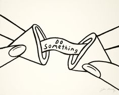 a black and white drawing with the words do something on it's ribbon in front of an airplane