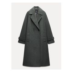 Lapel collar full cut coat with long sleeves and button tab cuffs. Front welt pockets. Front double breasted button closure. Zara Oversized Coat, Dark Grey Coat, Lapel Collar Coat, Zara Coat, Waistcoat Dress, Cargo Shirts, Coat Outfit, Cardigan Sweater Dress, Grey Coat