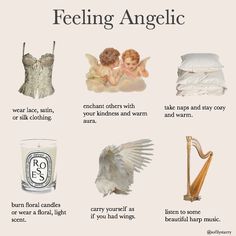 a poster with some words about feelings and things to see in it, including angel wings