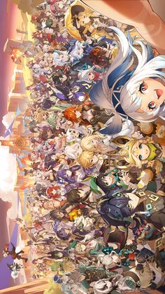 an anime poster with many different characters