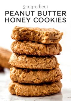 peanut butter honey cookies stacked on top of each other