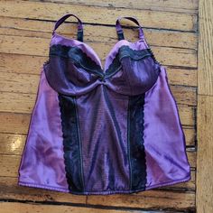 Cacique Intimates Purple And Black Lace Structured Bustier Size 18/20 Brand New With Tags. No Flaws Back Hook And Eye Clasp Closures (C) Fitted Purple Sleepwear With Built-in Bra, Fitted Purple Coquette Sleepwear, Purple Underwire Bra For Night Out, Purple Sleepwear With Built-in Bra For Night, Fitted Purple Camisole Sleepwear, Teal Tie, Red Lingerie, Lace Babydoll, Purple Lace