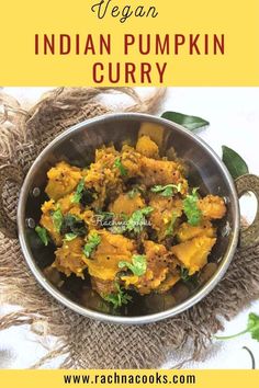 This Indian pumpkin curry recipe is so easy and quick to make. It is healthy too. It is also called kaddu ki sabzi or khatta meetha kaddu. It is a simple wholesome recipe that is naturally vegan or dairy free. Does not use any coconut milk. Try it with naam or rotis. Pumpkin Curry Recipe, Squash Recipes Healthy, Healthy Squash Recipes, Curry Recipes Easy, Pumpkin Curry, Healthy Indian Recipes