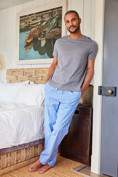 The Men’s Poplin Sleep Pant in Oxford Blue Yacht Stripe, a wide, multicolor vertical stripe, is a straight-leg pant that brings a timeless look and cooling comfort in crisp poplin. This pajama pant features a functional fly with a hidden button. Made from 100% cotton poplin. Oxford Blue, Bridal Fabric, Pajama Pant, Sleep Pants, Sleepwear & Loungewear, The Men, Straight Leg Pants, Cotton Poplin, Short Sets