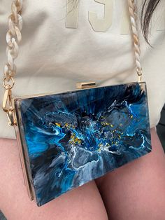 Custom made to order purse. This one is marble style with black and blue but can be any color combination Trendy Blue Clutch For Formal Occasions, Trendy Blue Clutch For Gift, Marble Dress, Marble Bag, Cream Purse, Dress Purse, Unique Purses, Blue Purse, Marble Design