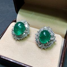 "ENJOY OUR WORRY-FREE SERVICE AND THE DAZZLING, GENUINE JEWELRY WE DESIGN AND HANDCRAFT WITH LOVE❤️ ABOUT THE ITEM: One-of-a-kind, handcrafted 19.66TCW, HUGE EMERALDS surrounded by white, colourless E/VS, natural, sparkling diamonds. Set in handmade, specially designed 18K solid white gold earrings. These earrings have been customary designed by our own designer, and were meticulously handcrafted and hand-set with LARGE, SPARKLING diamonds. The design has been inspired by vintage art jewelry. Luxury Emerald Diamond Earrings, Evening Diamond Round Earrings, Emerald Diamond Earrings For Formal Occasions, Emerald Diamond Earrings For Formal Events, Evening Diamond Earrings With Gemstone, Evening Round Diamond Earrings With Gemstone, Gemstone Diamond Earrings For Evening, Gia Certified Classic Evening Jewelry, Formal Emerald Diamond Earrings