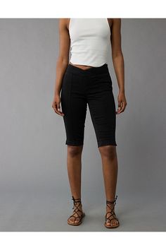 Our softest, stretchiest, never-loses-its-shape denim/Black wash/V-rise/These are Real Good: Made with the planet in mind & a promise to continue to do better. High Waist Stretch Jeans With Built-in Shorts, High Waist Versatile Fitted Shorts, High Waist Versatile Shorts, Versatile High Waist Fitted Shorts, Versatile Stretch Jeans For Summer, Versatile Fitted High-waist Shorts, Fitted High Waist Shorts, High Waist Jeans With Built-in Shorts And Stretch, Stretch Black Jeans Short Length