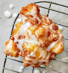 a close up of a pastry on a cooling rack