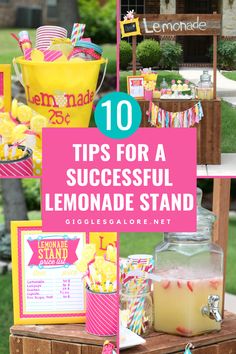 lemonade stand with pink and yellow decorations