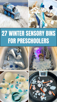 some snow themed activities for preschoolers to play with in the winter and christmas time