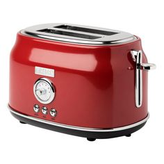 HADEN 
        DORSET 1500 W 2-Slice Wide Slot Red Retro Toaster with Removable Crumb Tray and Adjustable Settings - Super Arbor Red Toaster, Retro Toaster, Bread Toaster, Stainless Steel Toaster, Frozen Waffles, Stainless Steel Countertops, Toasters, Toaster Oven, Bagels