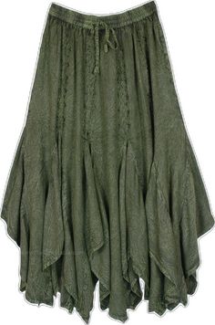 Green Ruffled Skirt For Fall, Solid Bohemian Ruffled Skirt, The Little Bazaar, Camping Festival, Olive Green Skirt, Festival Skirt, Western Skirts, Festival Skirts, Long Black Coat