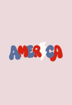 the word america is painted in red, white and blue colors on a pink background