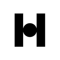 a black and white logo with the letter h