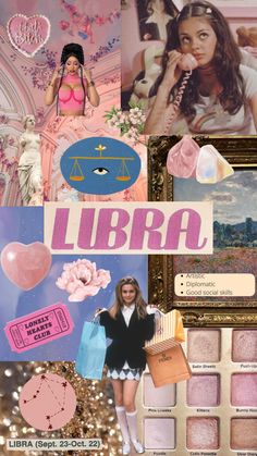 a collage of photos with the words libra on it and images of women