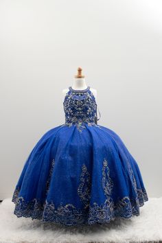 Royal blue dress Royal Blue Dress For Kids, Royal Blue Flower Girl Dress, Blue Dresses For Kids, Royal Blue Quince, Royal Blue Flowers, Quinceanera Planning, Blue Quince, Flower Girl Dresses Blue, First Communion Dress